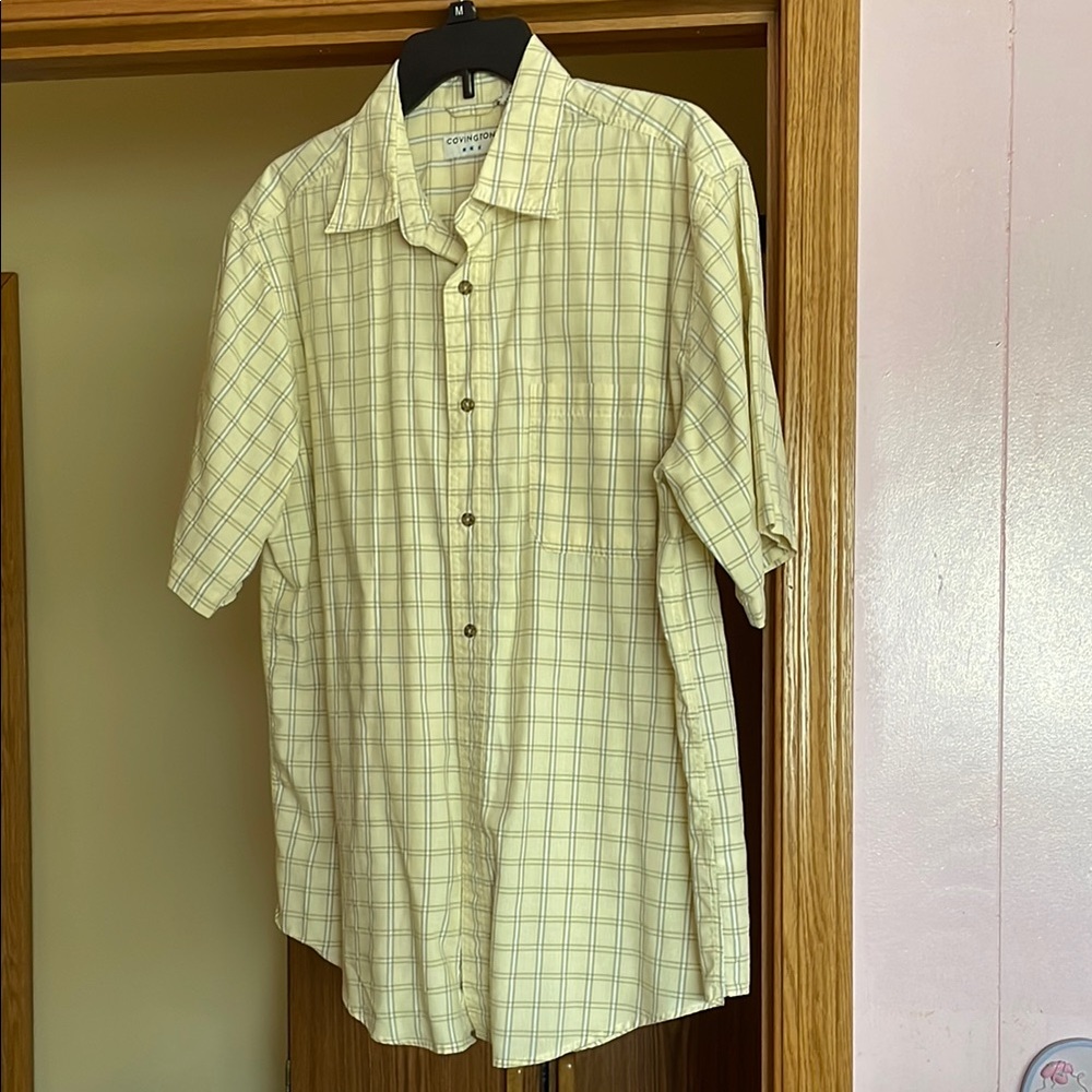 Covington pale yellow and white Checkered Men's Shirt